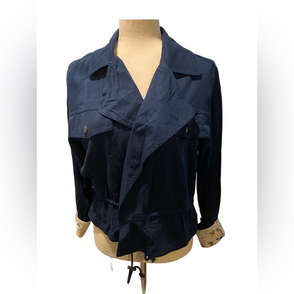 NWT Frye and Co. Lightweight Cropped Navy Blue XS Jacket - Picture 2 of 8